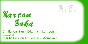 marton boka business card